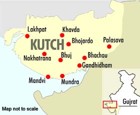The map shows concentration of Punjabi farmers in Kutch.